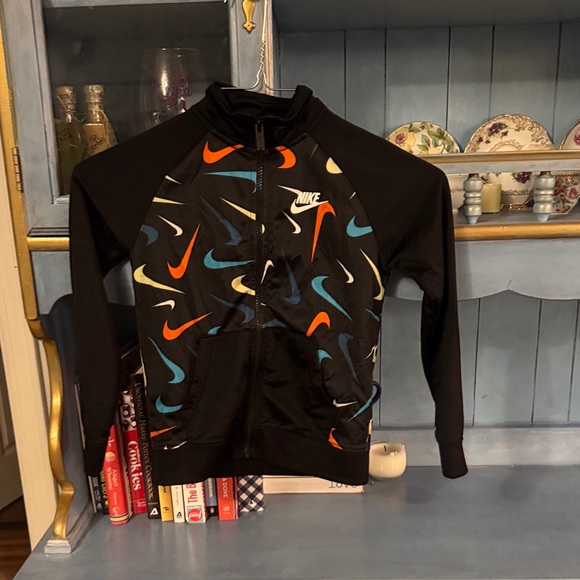 Nike Other - Nike Black Jacket with Colorful Swoosh Pattern